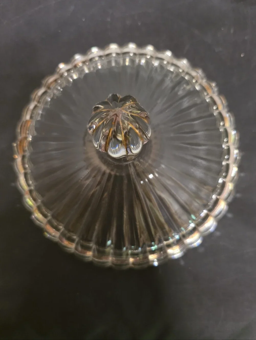 Vintage Jeannette Glass National Covered Candy Nut Dish Gold Trim 1950s MCM - Picture 5 of 6